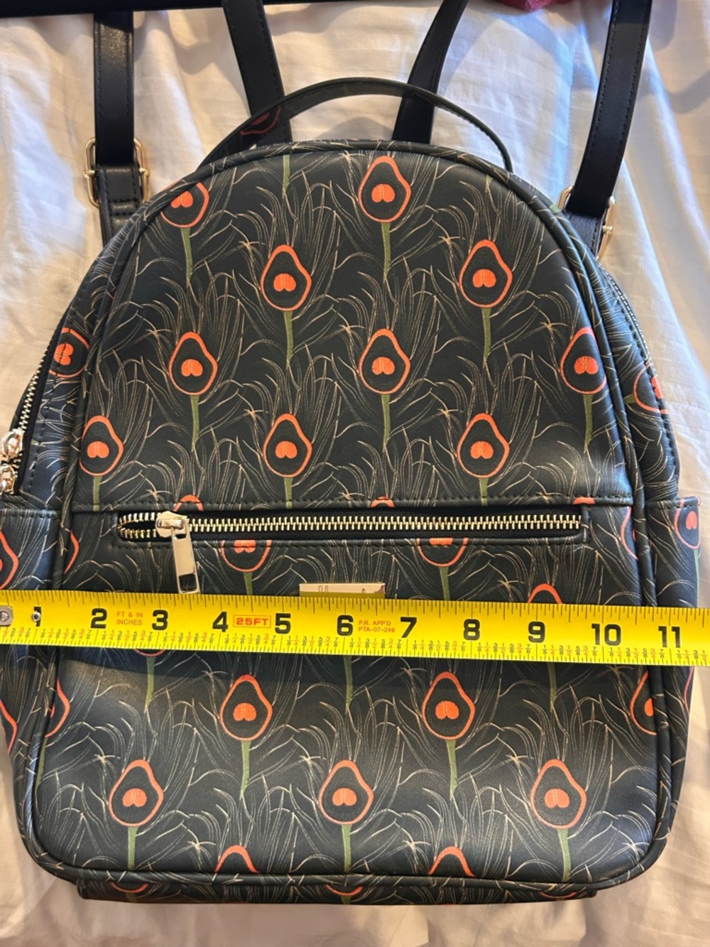 Harrods Backpack NWOT‎ Peacock Feather Green Adjustable Pockets Travel Statement - Picture 4 of 7